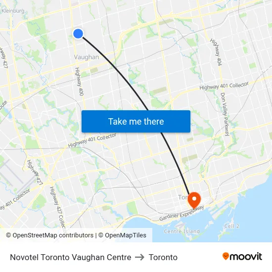 Novotel Toronto Vaughan Centre to Toronto map