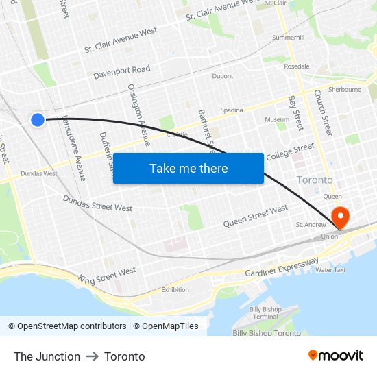 The Junction to Toronto map