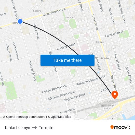 Kinka Izakaya to Toronto map