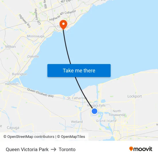 Queen Victoria Park to Toronto map