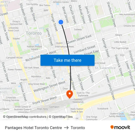 Pantages Hotel Toronto Centre to Toronto map
