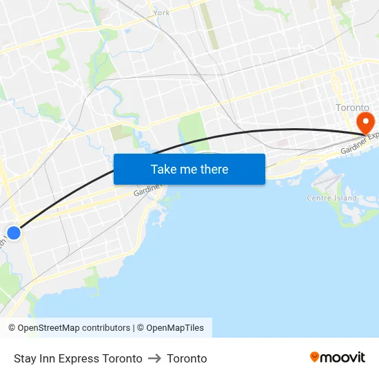 Stay Inn Express Toronto to Toronto map