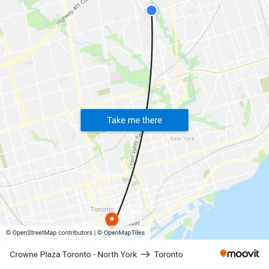 Crowne Plaza Toronto - North York to Toronto map