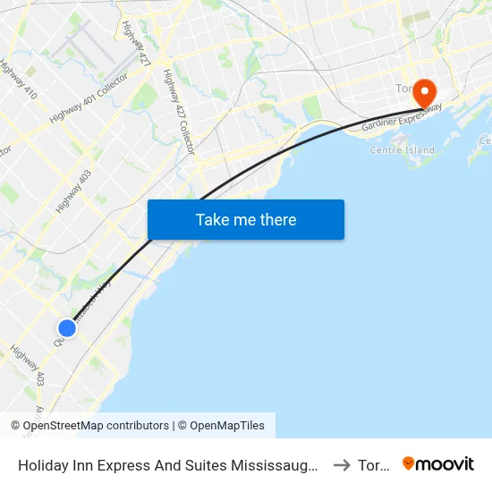 Holiday Inn Express And Suites Mississauga-Toronto Southwest to Toronto map