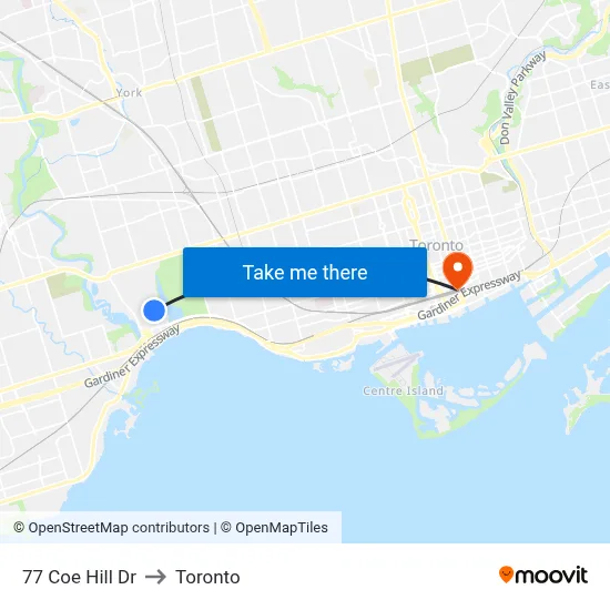 77 Coe Hill Dr to Toronto map