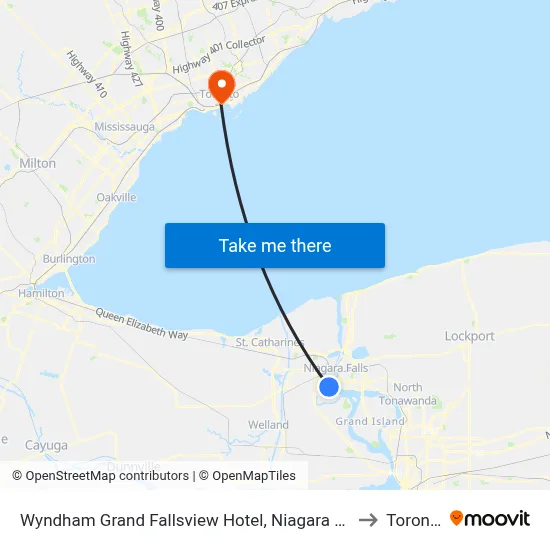 Wyndham Grand Fallsview Hotel, Niagara Falls to Toronto map