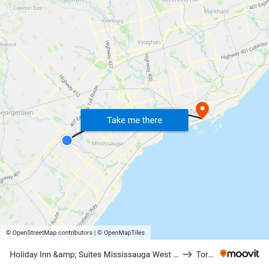 Holiday Inn &amp; Suites Mississauga West - Meadowvale by IHG to Toronto map