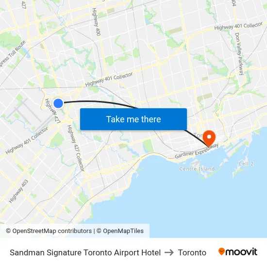 Sandman Signature Toronto Airport Hotel to Toronto map