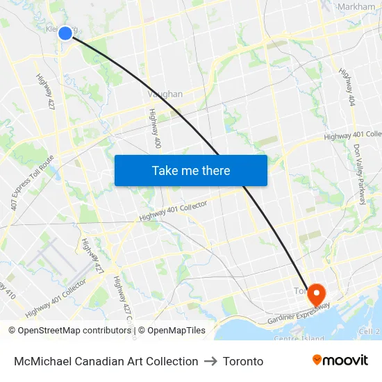 McMichael Canadian Art Collection to Toronto map