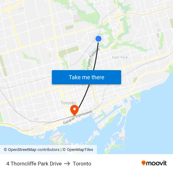 4 Thorncliffe Park Drive to Toronto map
