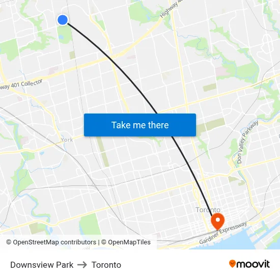 Downsview Park to Toronto map
