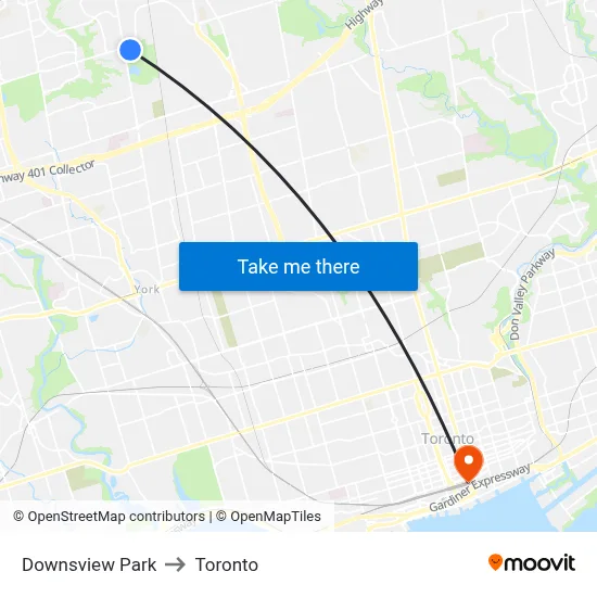Downsview Park to Toronto map