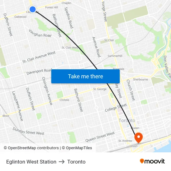 Eglinton West Station to Toronto map
