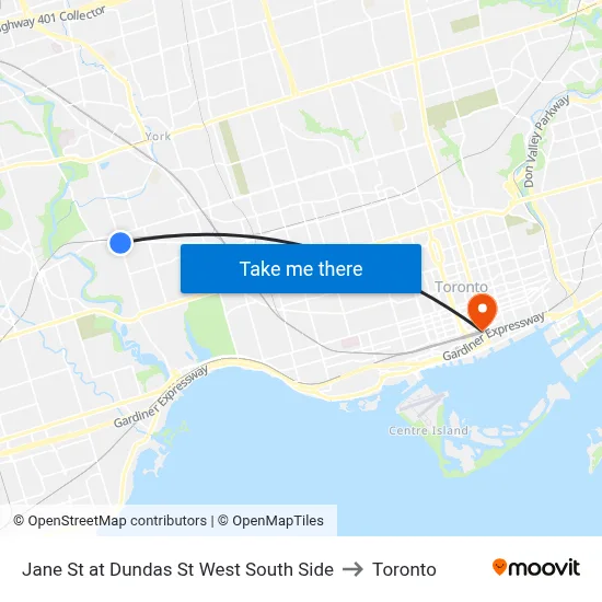 Jane St at Dundas St West South Side to Toronto map