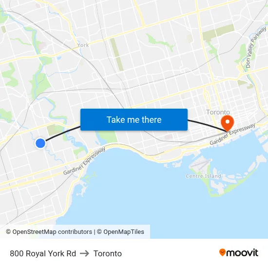 800 Royal York Rd to Toronto map