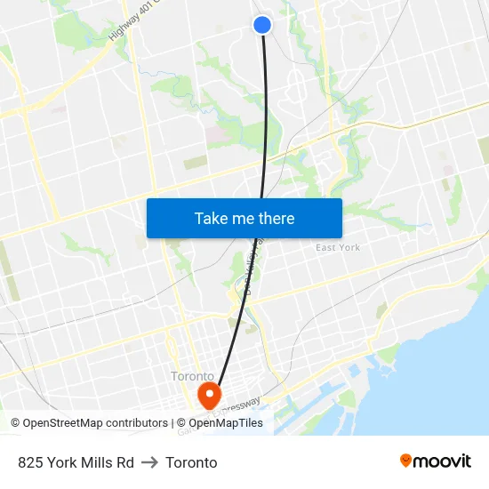 825 York Mills Rd to Toronto map