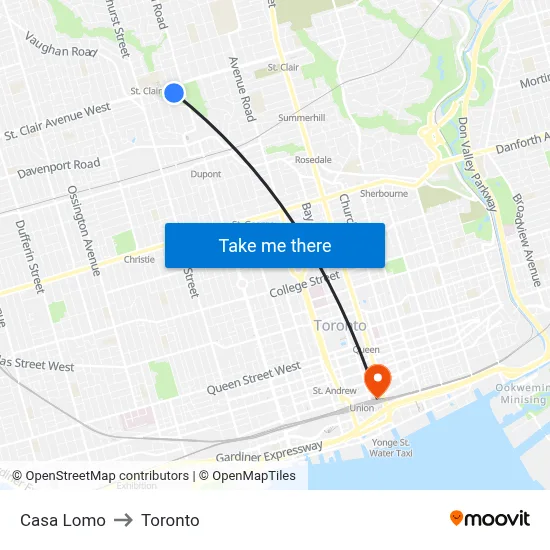 Casa Lomo to Toronto map