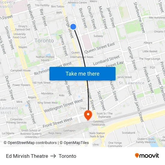Ed Mirvish Theatre to Toronto map