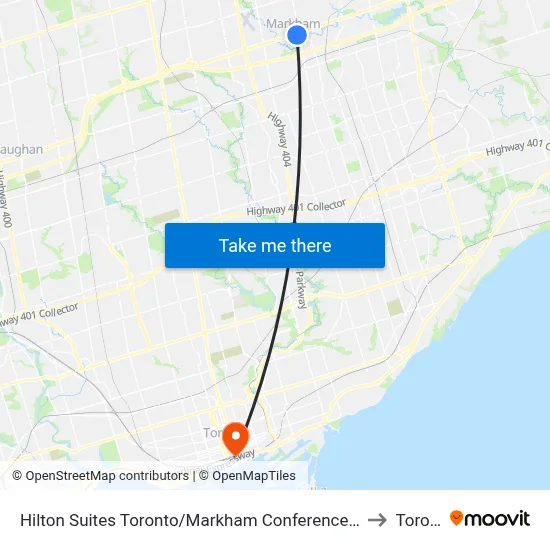 Hilton Suites Toronto/Markham Conference Centre & Spa to Toronto map
