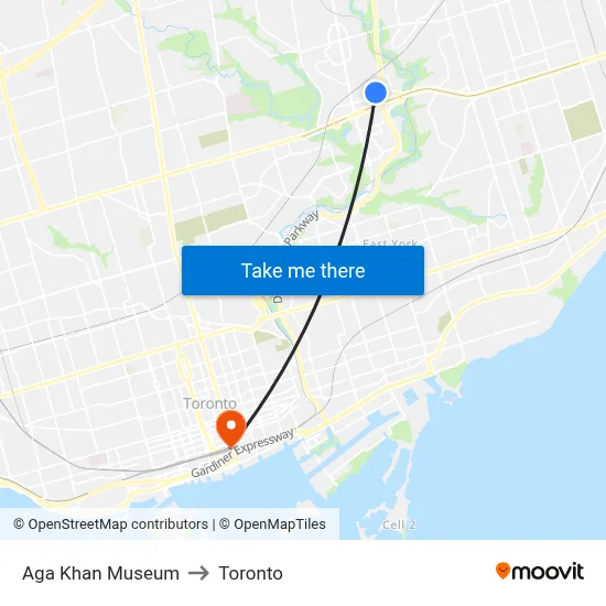 Aga Khan Museum to Toronto map