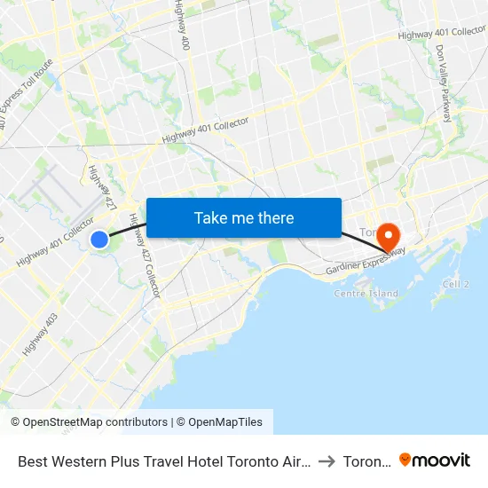 Best Western Plus Travel Hotel Toronto Airport to Toronto map