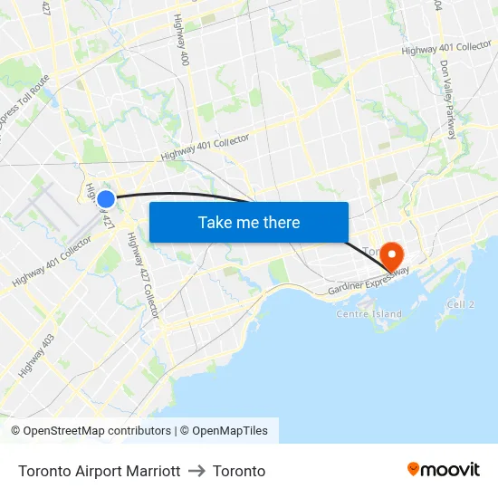 Toronto Airport Marriott to Toronto map