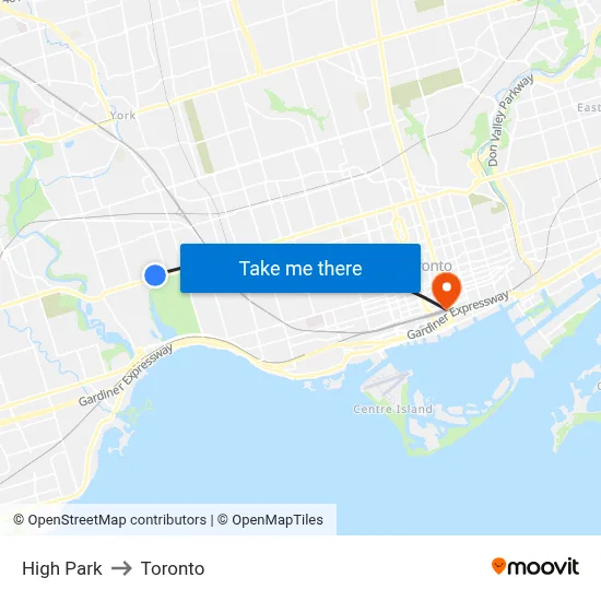 High Park to Toronto map