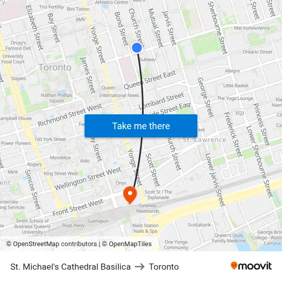 St. Michael's Cathedral Basilica to Toronto map