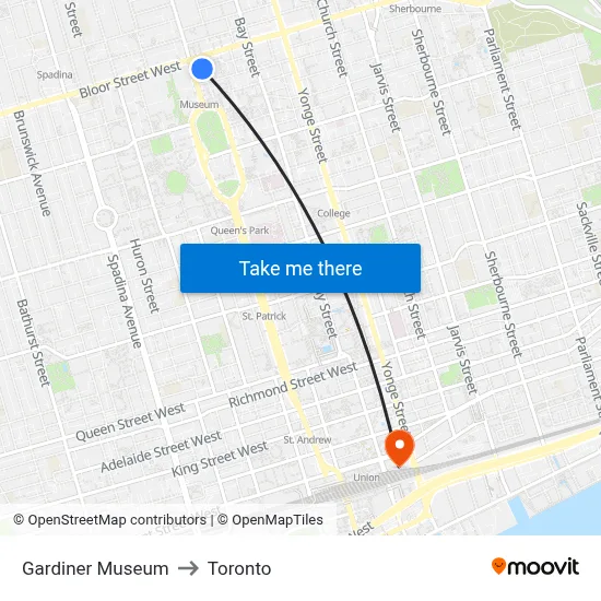 Gardiner Museum to Toronto map