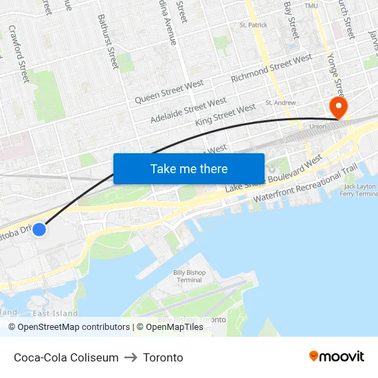 Coca-Cola Coliseum to Toronto map