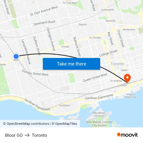 Bloor GO to Toronto map