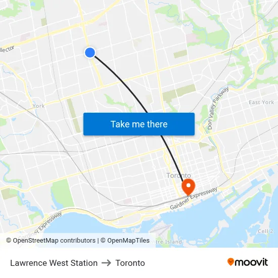 Lawrence West Station to Toronto map