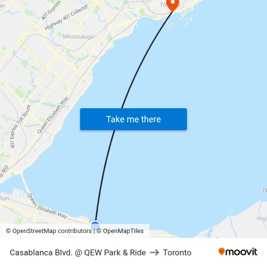 Casablanca Blvd. @ QEW Park & Ride to Toronto map