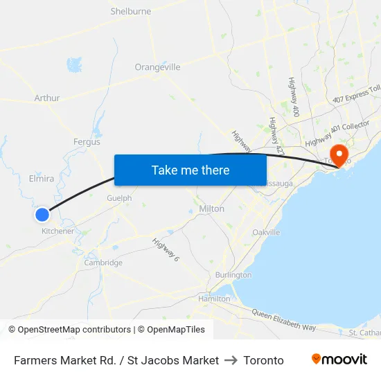 Farmers Market Rd. / St Jacobs Market to Toronto map