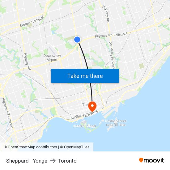Sheppard - Yonge to Toronto map