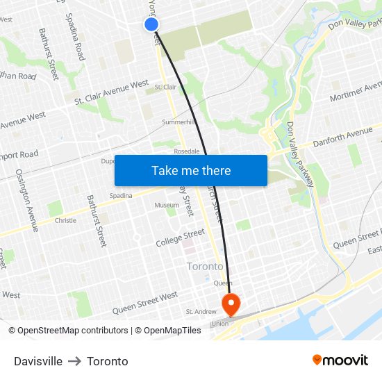 Davisville to Toronto map