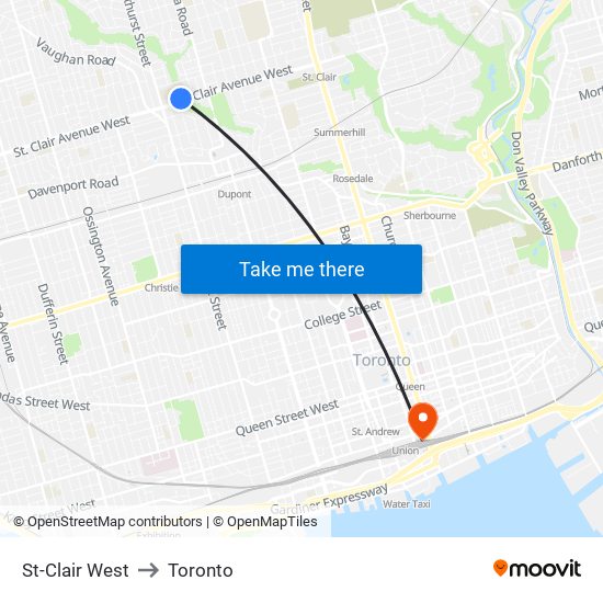 St-Clair West to Toronto map