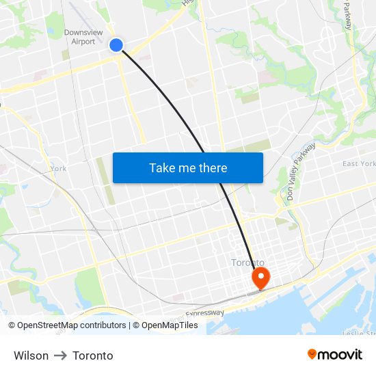 Wilson to Toronto map