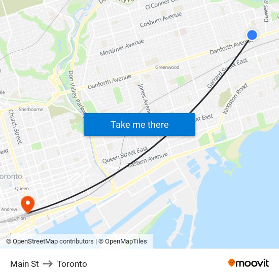 Main St to Toronto map