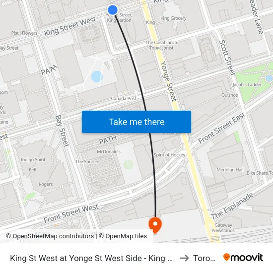 King St West at Yonge St West Side - King Station to Toronto map