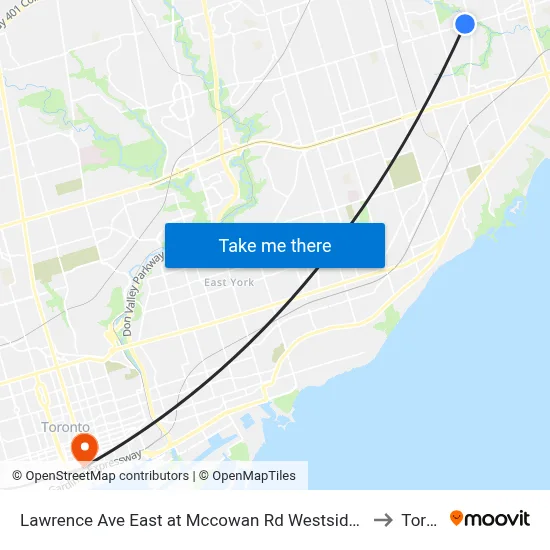Lawrence Ave East at Mccowan Rd Westside Scarborough General to Toronto map