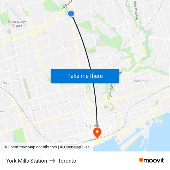 York Mills Station to Toronto map