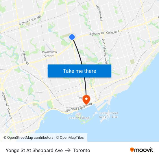 Yonge St At Sheppard Ave to Toronto map