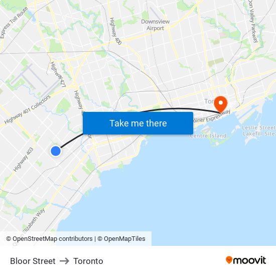 Bloor Street to Toronto map
