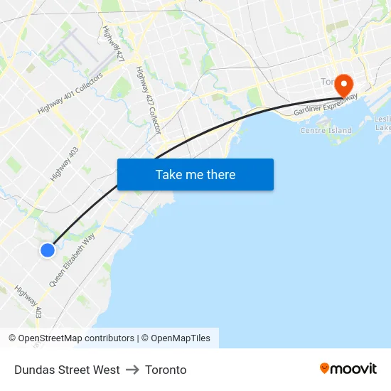 Dundas Street West to Toronto map