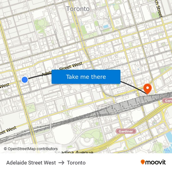 Adelaide Street West to Toronto map