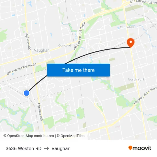3636 Weston RD to Vaughan map