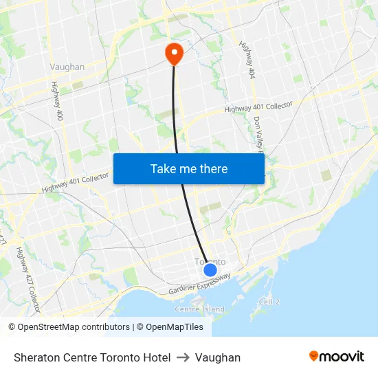 Sheraton Centre Toronto Hotel to Vaughan map