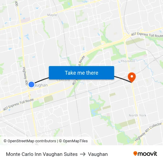 Monte Carlo Inn Vaughan Suites to Vaughan map