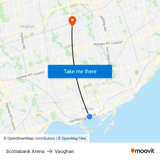 Scotiabank Arena to Vaughan map